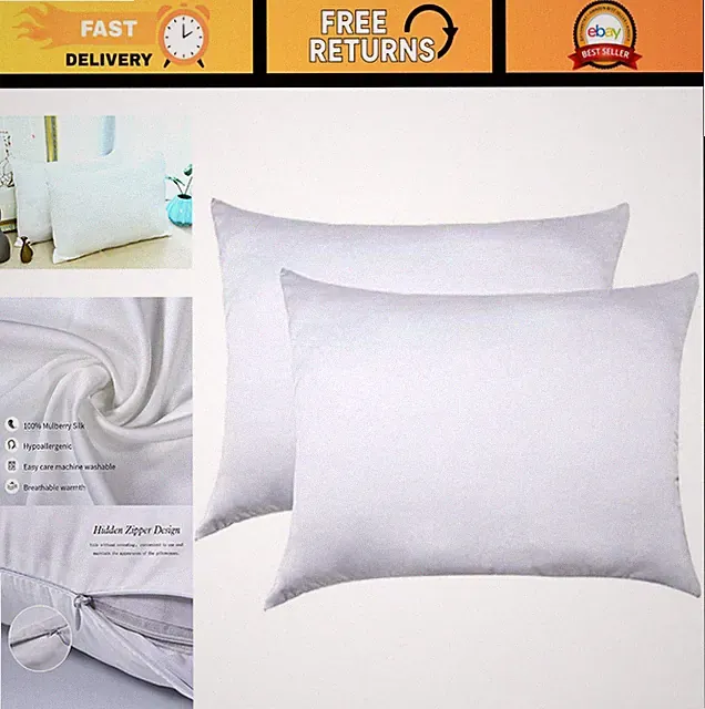100% Mulberry Silk Pillowcases Set of 2 - Soft, Breathable, Hair & Skin Care