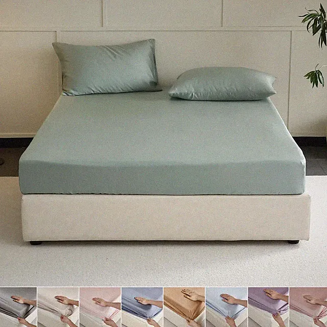 100% Silk FittedSheet with Elastic Bands SolidColor Mattress Cover Luxury Smooth