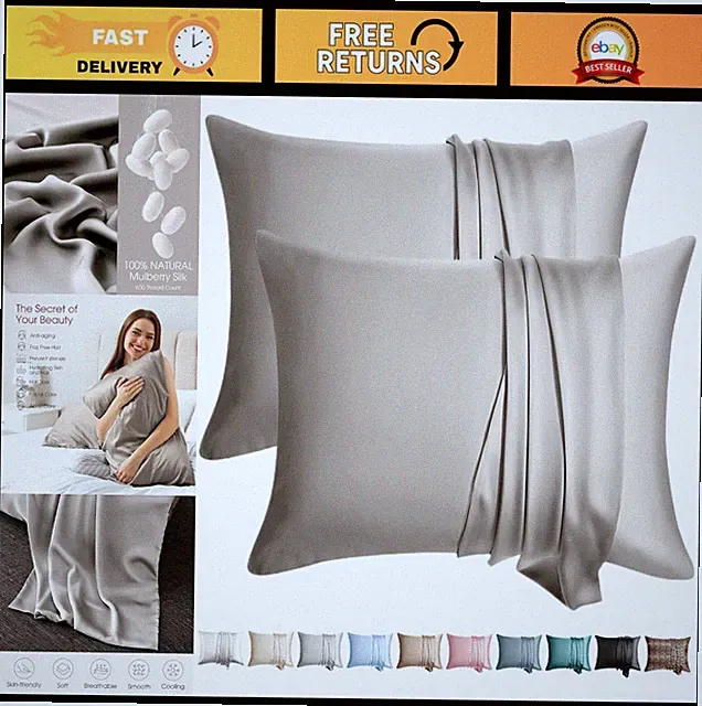 2 Pack Mulberry Silk Pillowcases - 100% Soft Cooling for Hair & Skin, Grey
