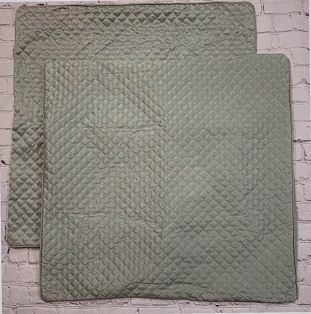 2 Pillow Shams Pair 26" Quilted Faux Silk Sage PEM America Luxury Euro