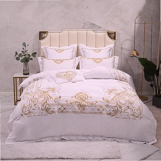 Bedding Set 4pcs Cotton Silk Embroidery Bedding Bag Coverlet Coverlid Pillowcase