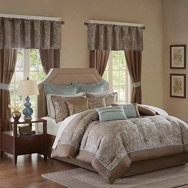 Essentials Brystol 24 Piece Room in a Bag Faux Silk Comforter Jacquard Paisley