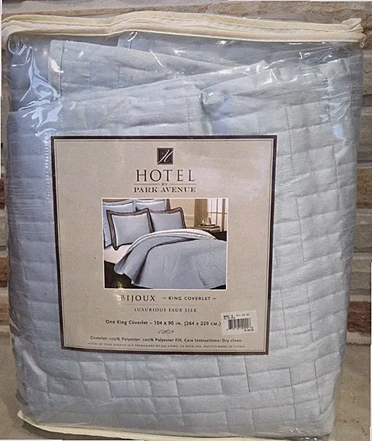 Hotel By Park Avenue Luxury Textured Quilted King Coverlet Ice Blue 104"×90"