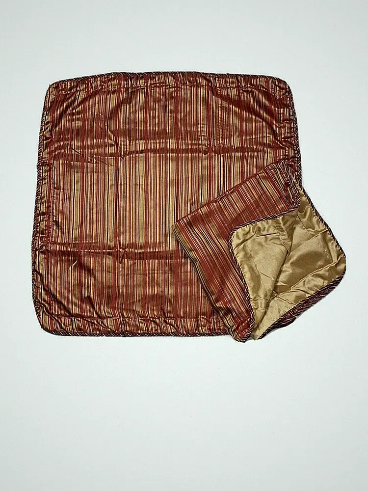 JC Penney Home Luxury Shams Pillowcases Discontinued Red Stripe Faux Silk Euro