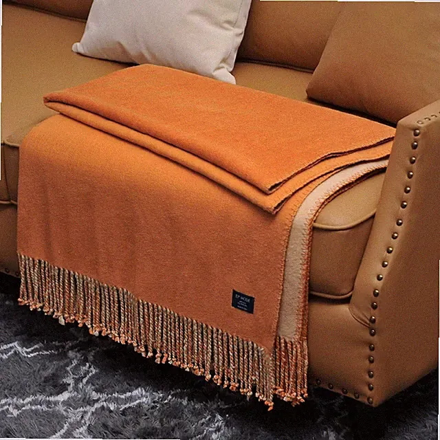 Luxurious Reversible Mulberry Silk Throw Blanket - Caramel/Beige