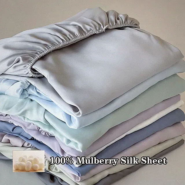 Luxury Natural Mulberry Silk Bed Fitted Sheet 100% Silk Mattress Cover High-End
