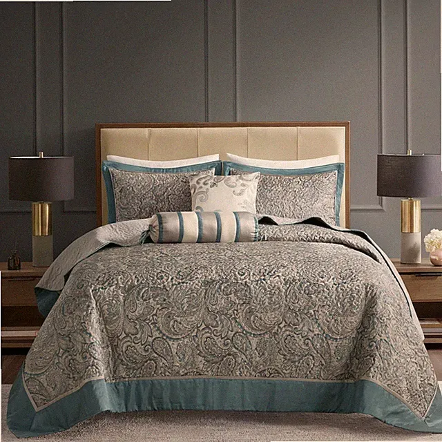 Madison Park Aubrey Reversible Quilted Bedspread Set, Solid Reverse Breat, Queen