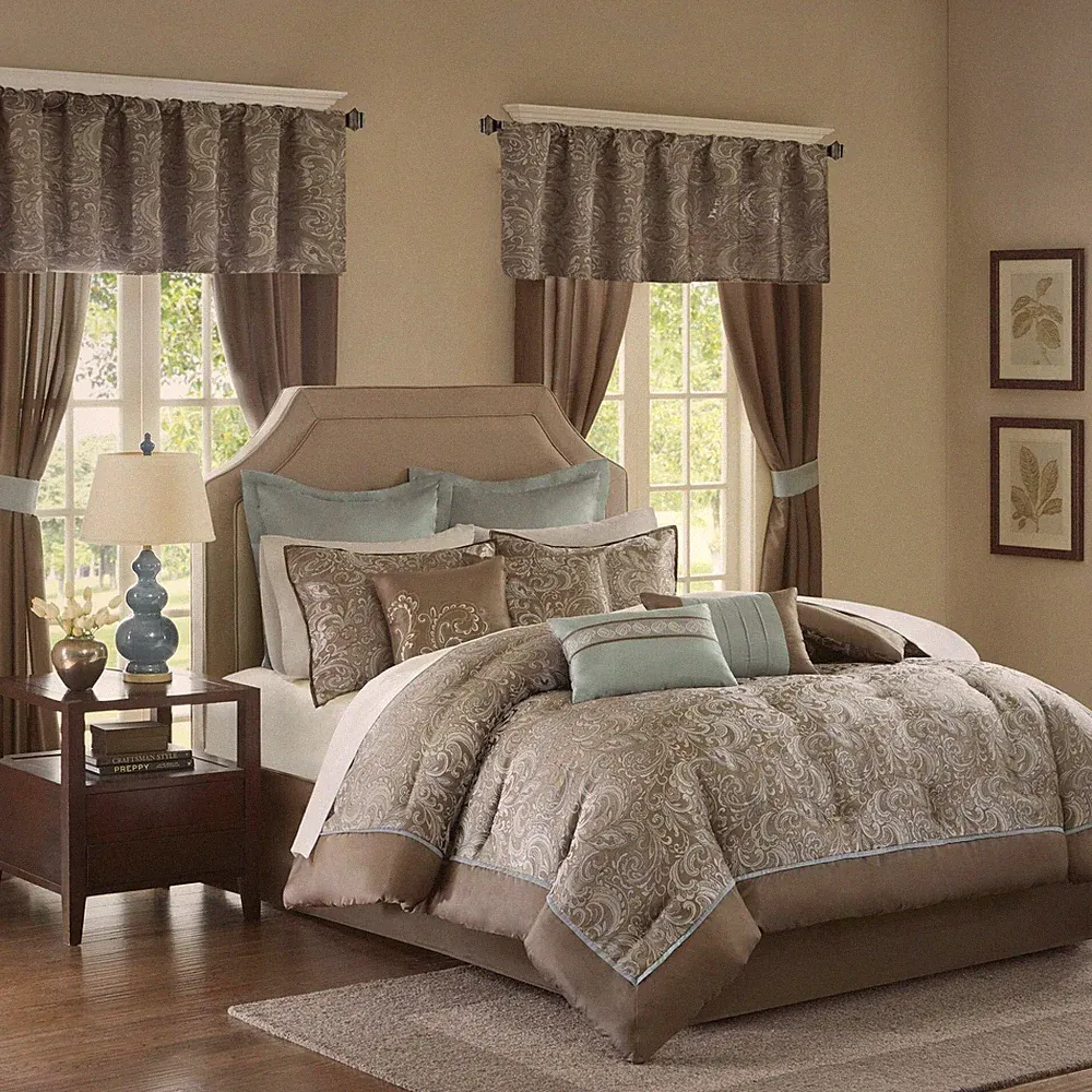 Madison Park Essentials Brystol 24 Piece Room in a Bag Faux Silk Comforter