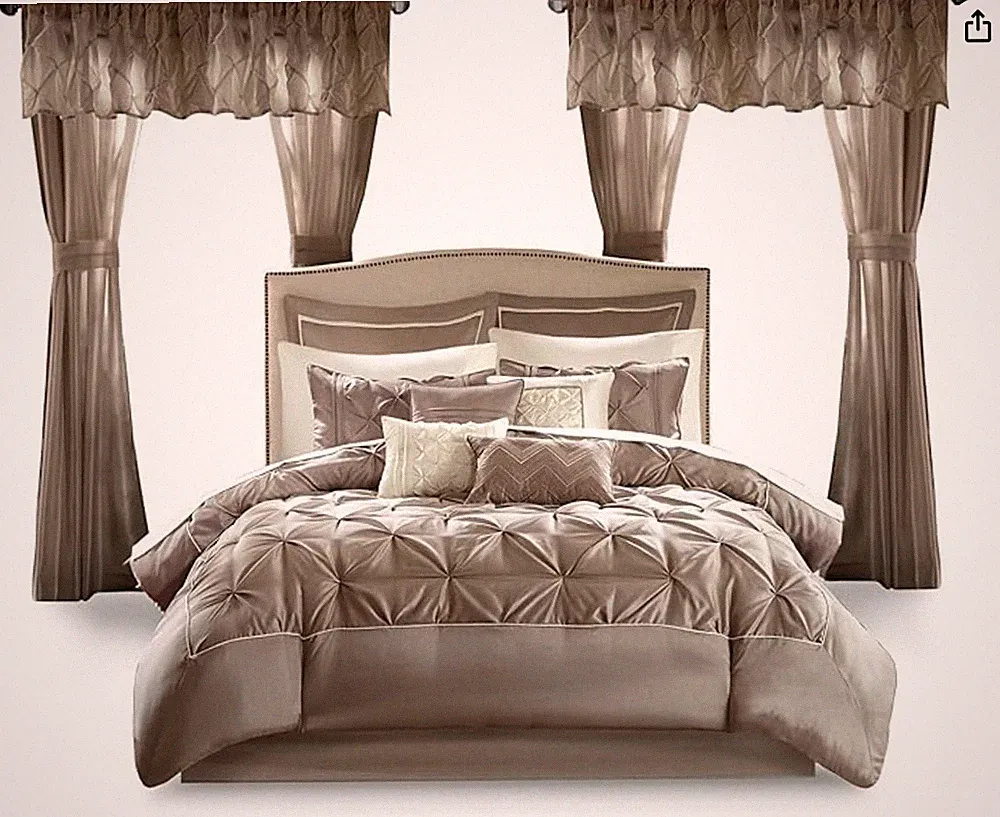 Madison Park Essentials Room in a Bag Faux Silk Comforter Set - Luxe Diamond