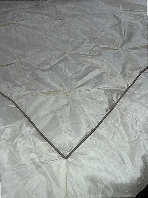 Madison Park Faux Silk Comforter Cream Pinch Pleat Beige Roping King