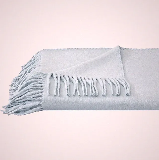 Melange Home Plaza Silk Throw Blanket 50x60" Blue fringe