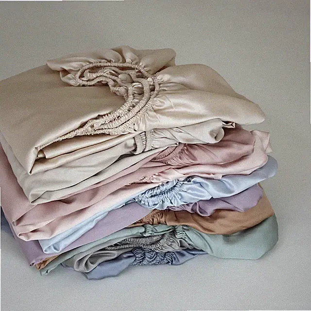Mulberry Silk Fitted Sheet with Elastic Bands Full Around Mattress Cover NonSlip