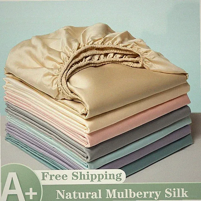 Mulberry Silk Fitted Sheet with Elastic Bands Luxury Mattress Cover Bed Cover