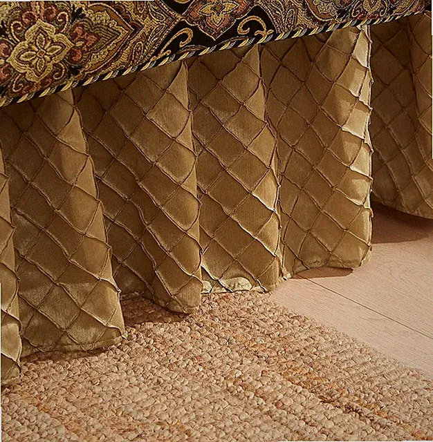 Ravel Faux Silk Diamond Ruffled Bedskirt – Queen 60"X80" with 17" Drop and Open
