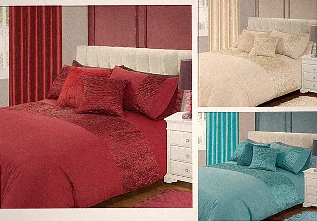 Ruffled Pleat Panel Design Faux Silk Freya Duvet / Quilt Cover Bedding Set