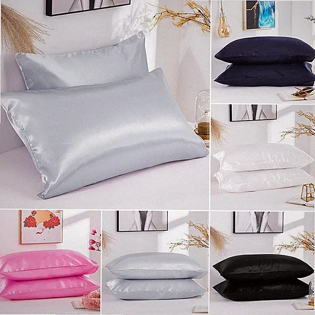 Satin Silk Pillowcase Pillow Case Cover King Queen Standard Cushion Cover 2025