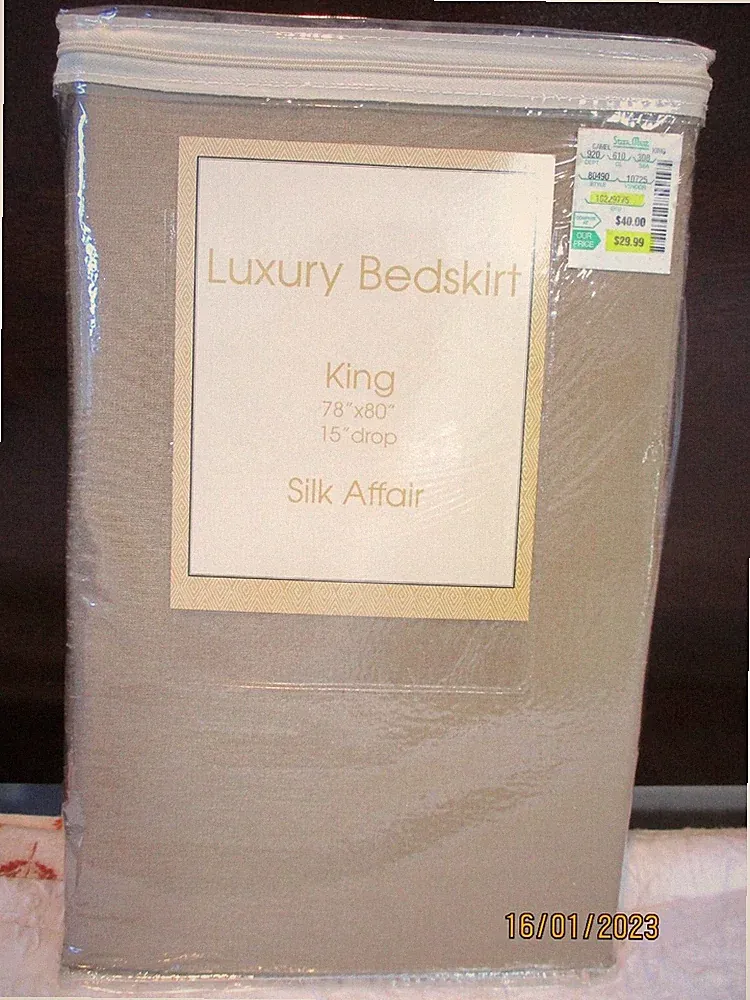 Silk Affair Luxury Faux Silk King Bed skirt 15" Drop New in Package