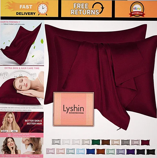 Silk Pillowcases Set of 2 - Standard Size, Hidden Zipper, Soft & Breathable, Coo