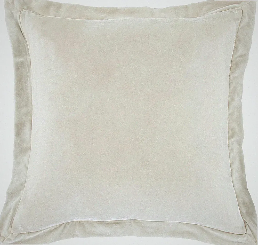 Stella Faux Silk Velvet Euro Sham Pillow Cover 27x27 Inch - Stone Color