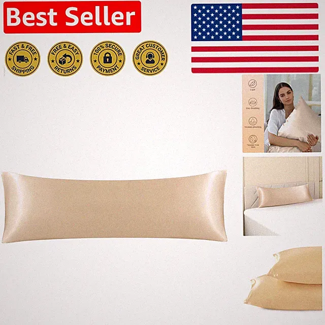 Super Soft Faux Silk Pillowcase Set - Stain Resistant Satin for Hair | Champagne